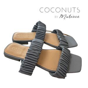 COCONUTS by MATISSE No Lies Blue Grey Leather Slide Women's Sandals NEW 10